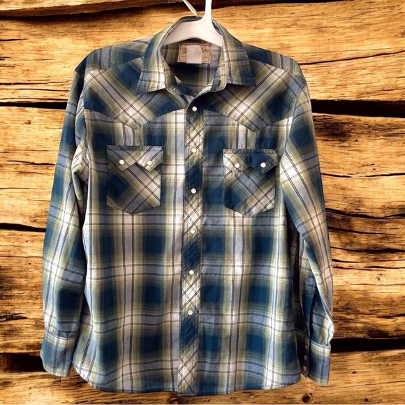 True Vintage 1980s Wrangler Western Pearl Snap Shirt. Size large. - Picture 1 of 9
